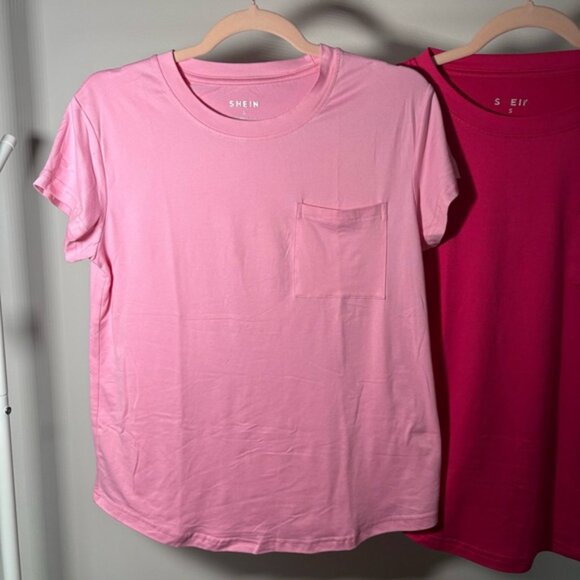 Two SHEIN Pink Women's Tops with Pocket - Picture 5 of 10